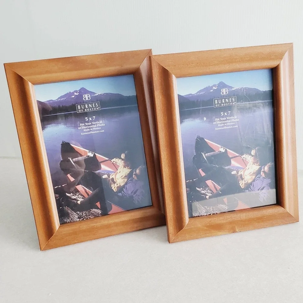 Vintage‎ Wooden Picture Frame Light Brown Set of 2 Tabletop Wall Decor 5x7